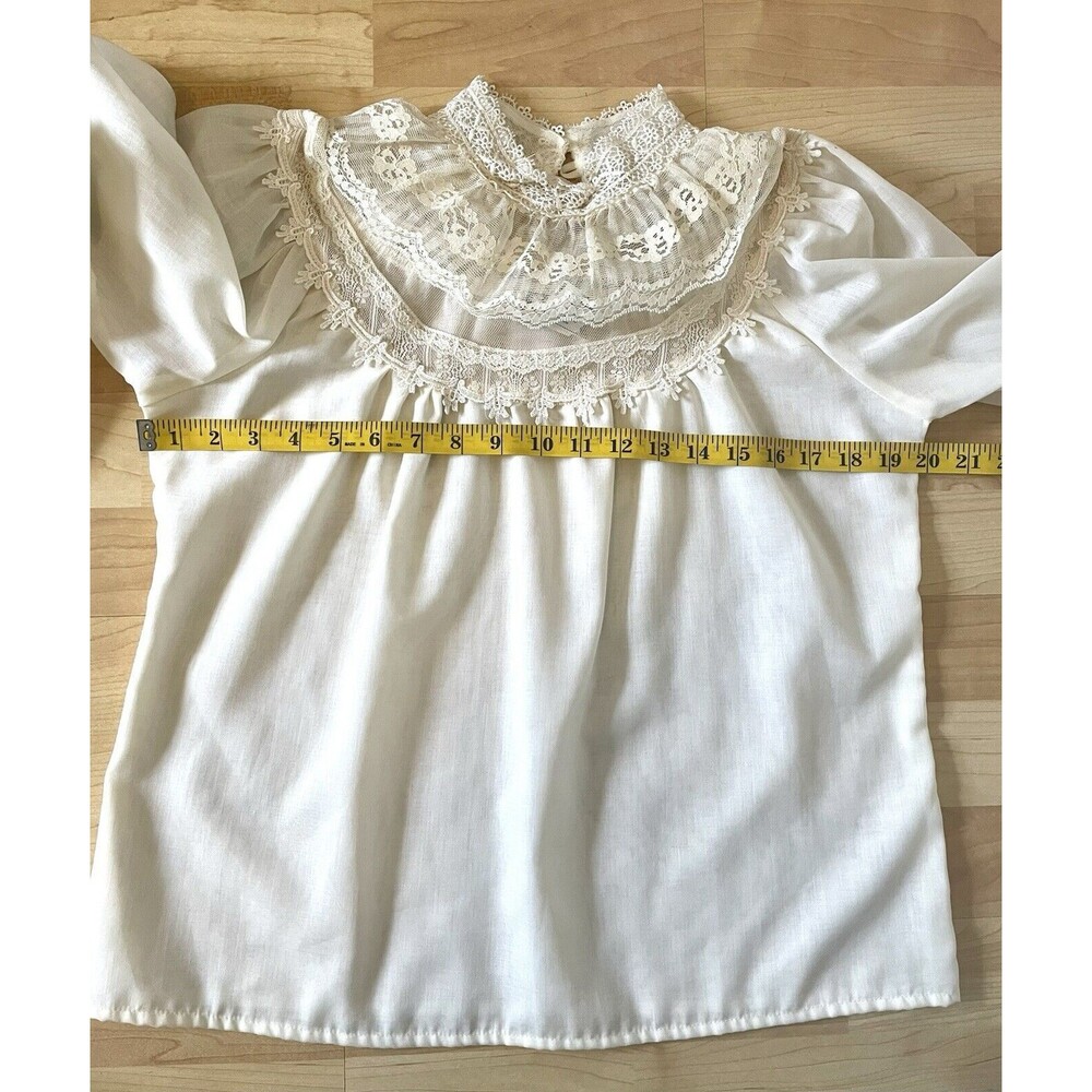 VTG Gunne Sax Blouse Top Victorian 70s Jessica’s Gunnies Ivory Cream Size 13 M/L - Picture 10 of 12